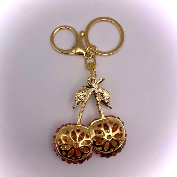 PINK CHERRY SPARKLES | Rhinestone Bag Charm | Keychain (Brand New!) 🩷 - Picture 8 of 10